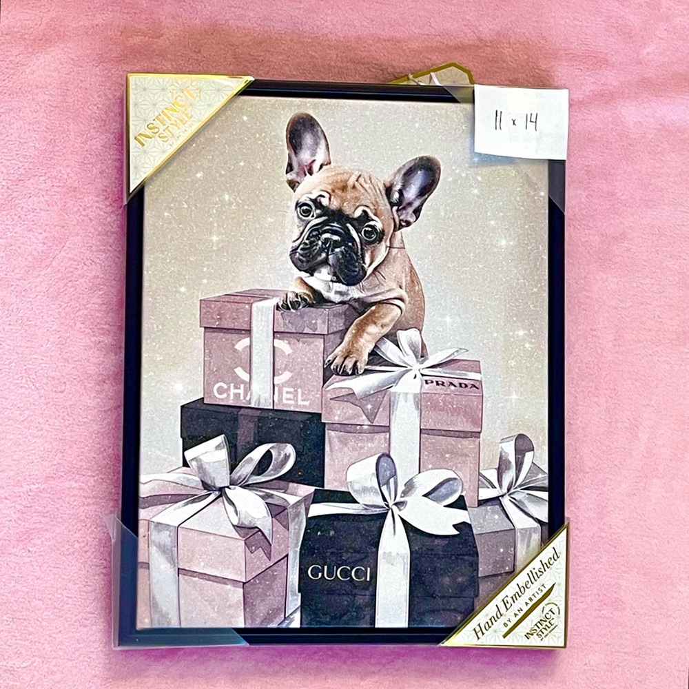 INSTINCT STYLE Wall Art Print SIZE 11"x14" French Bulldog Mauve Luxury Gifts NWT